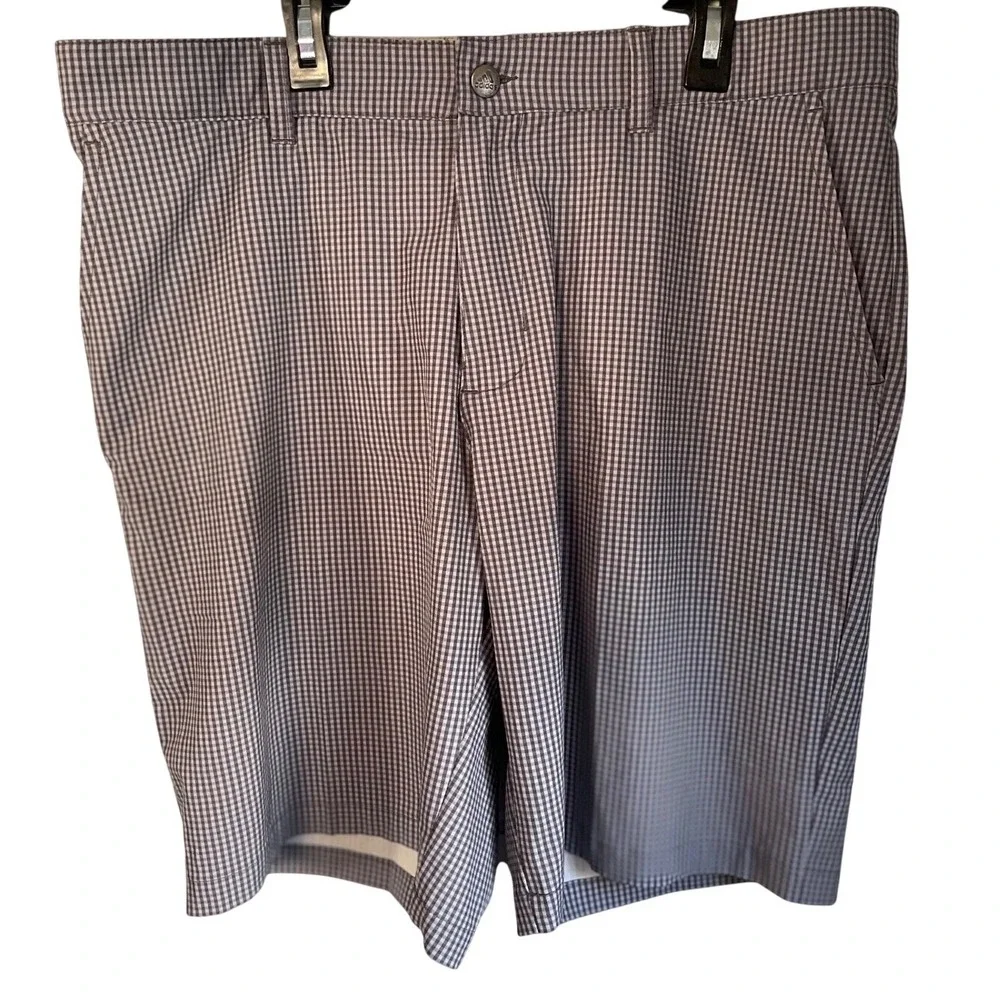 Adidas Men's Golf Shorts Gingham Check Performance‎ Flat Front Size 34